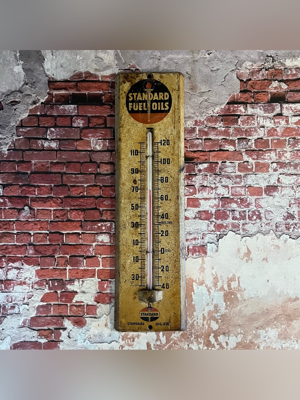 Vintage 1950s / 60s Standard Fuel Oils Gas Station Advertising Thermometer